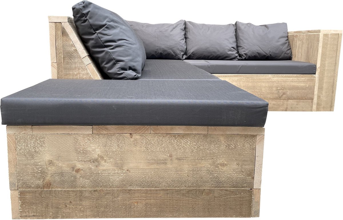 Wood4you 1 - Loungeset 7 Steigerhout 200x200 Cm - Incl Kussens (Gl-vorm) - Bruin