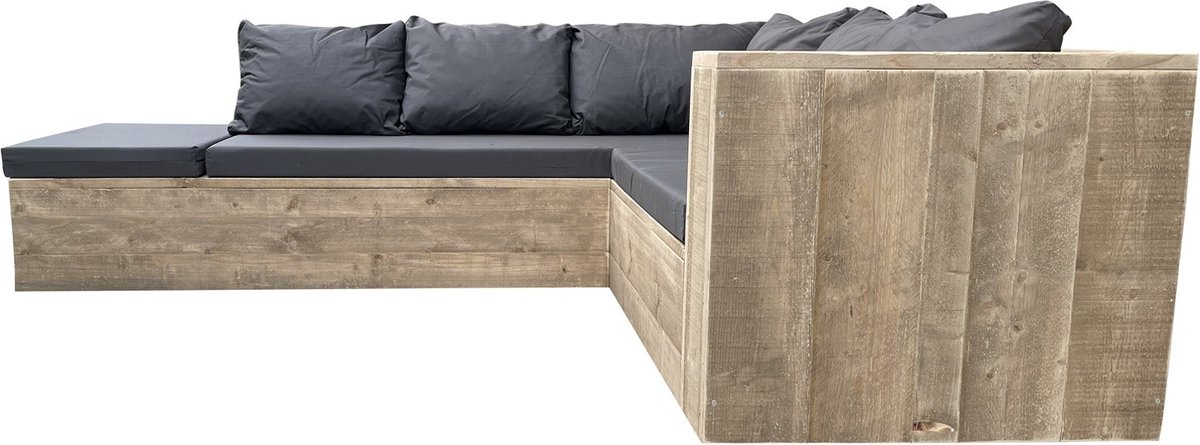 Wood4you 1 - Loungeset 7 Steigerhout 200x200 Cm - Incl Kussens (Gl-vorm) - Bruin