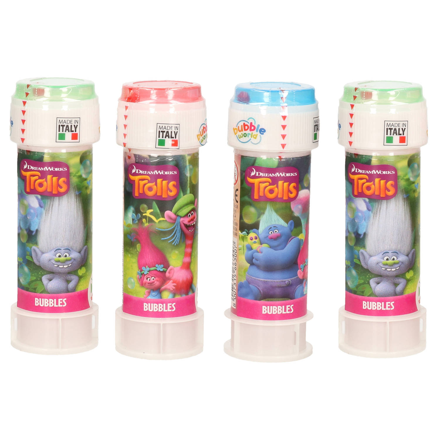 Trolls 4x /trollen Bellenblaas Flesjes Met Bal Spelletje In Dop 60 Ml Voor Kinderen - Bellenblaas