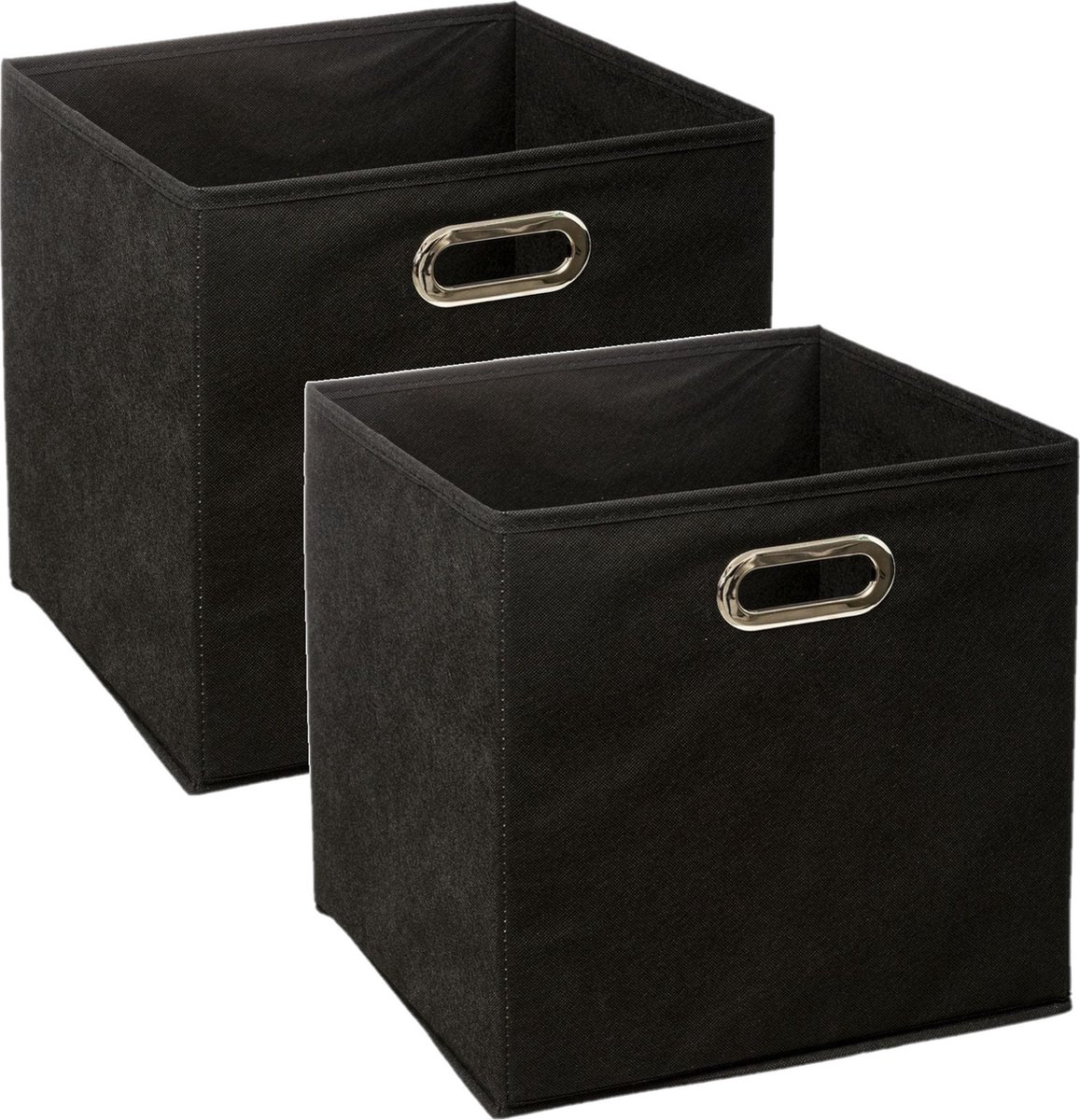 Set Van 2x Stuks Opbergmand/kastmand 29 Liter Linnen 31 X 31 X 31 Cm - Opbergmanden - Zwart