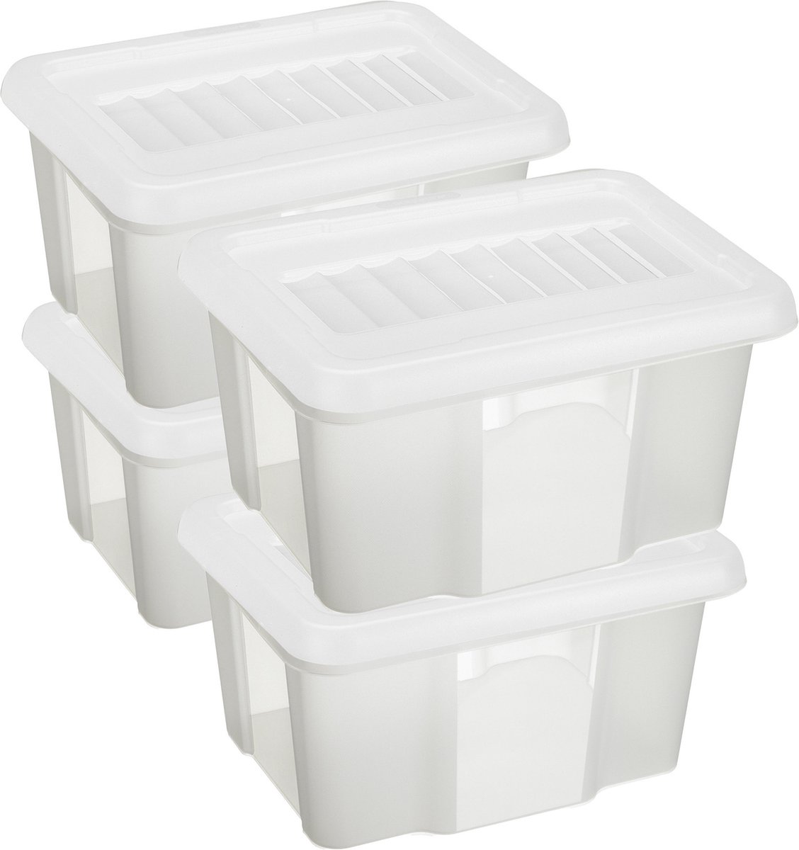 Sunware 4x Opslagbox Kunststof 24 Liter Transparant 42 X 33 X 22 Cm Met Deksel - Opbergbox