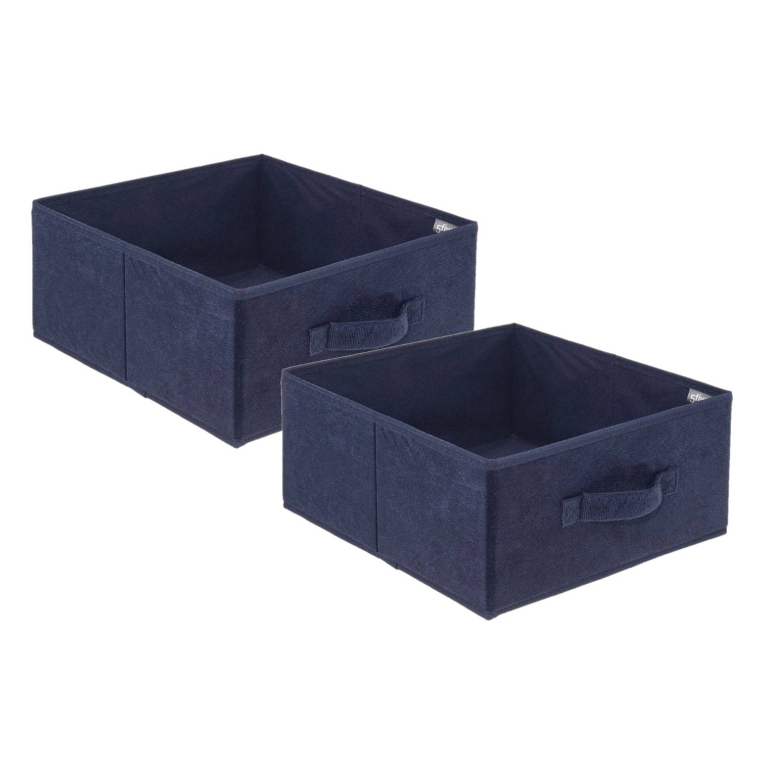 Set Van 2x Stuks Opbergmand/kastmand 14 Liter Donker Polyester 31 X 31 X 15 Cm - Opbergmanden - Blauw