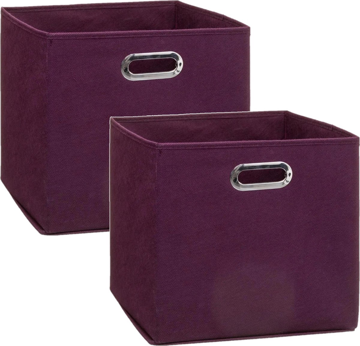 Set Van 2x Stuks Opbergmand/kastmand 29 Liter Aubergine Linnen 31 X 31 X 31 Cm - Opbergmanden - Paars