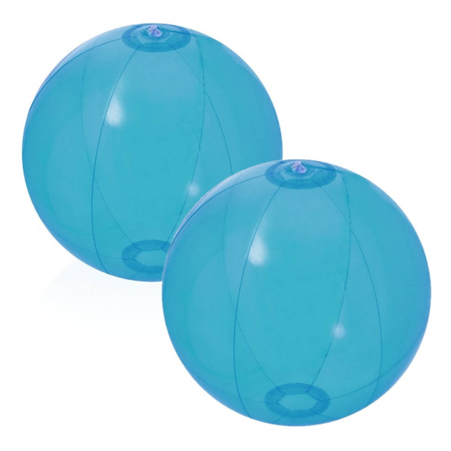 2x Stuks Opblaasbare Strandballen Beach Fun Plastic 28 Cm - Strandballen - Blauw