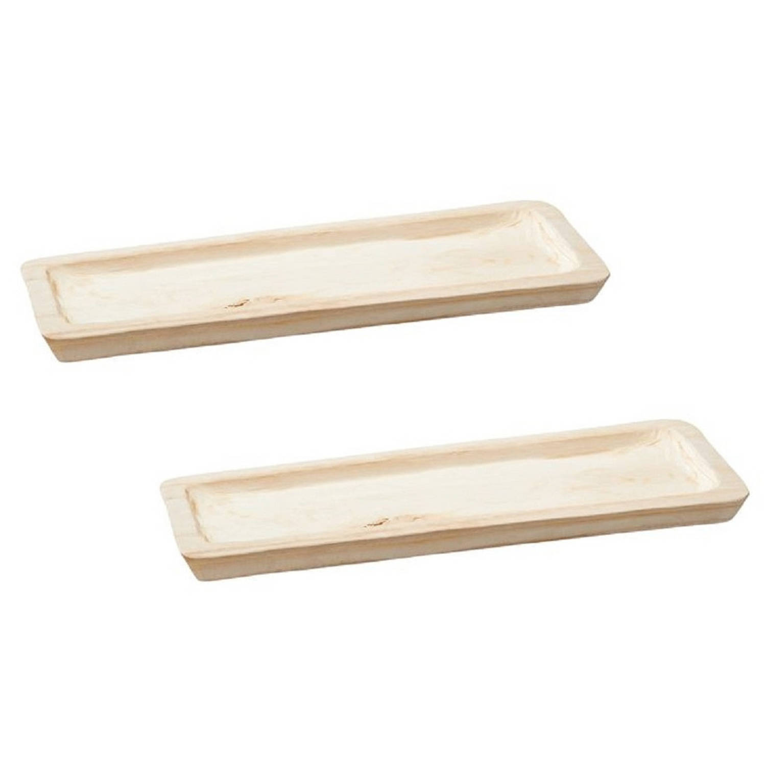 Set Van 2x Stuks Rechthoekig Kaarsenbord/kaarsenplateau Hout 50 X 3 X 17 Cm - Kaarsenplateaus - Bruin