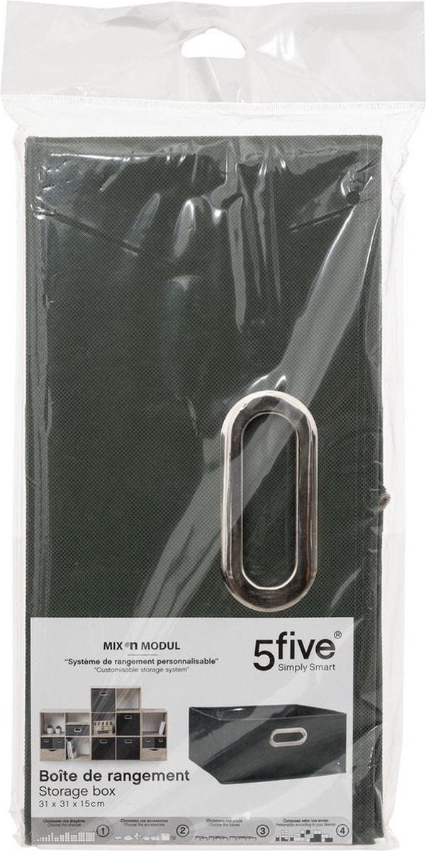 Set Van 2x Stuks Opbergmand/kastmand 14 Litergroen Linnen 31 X 31 X 15 Cm - Opbergmanden - Grijs