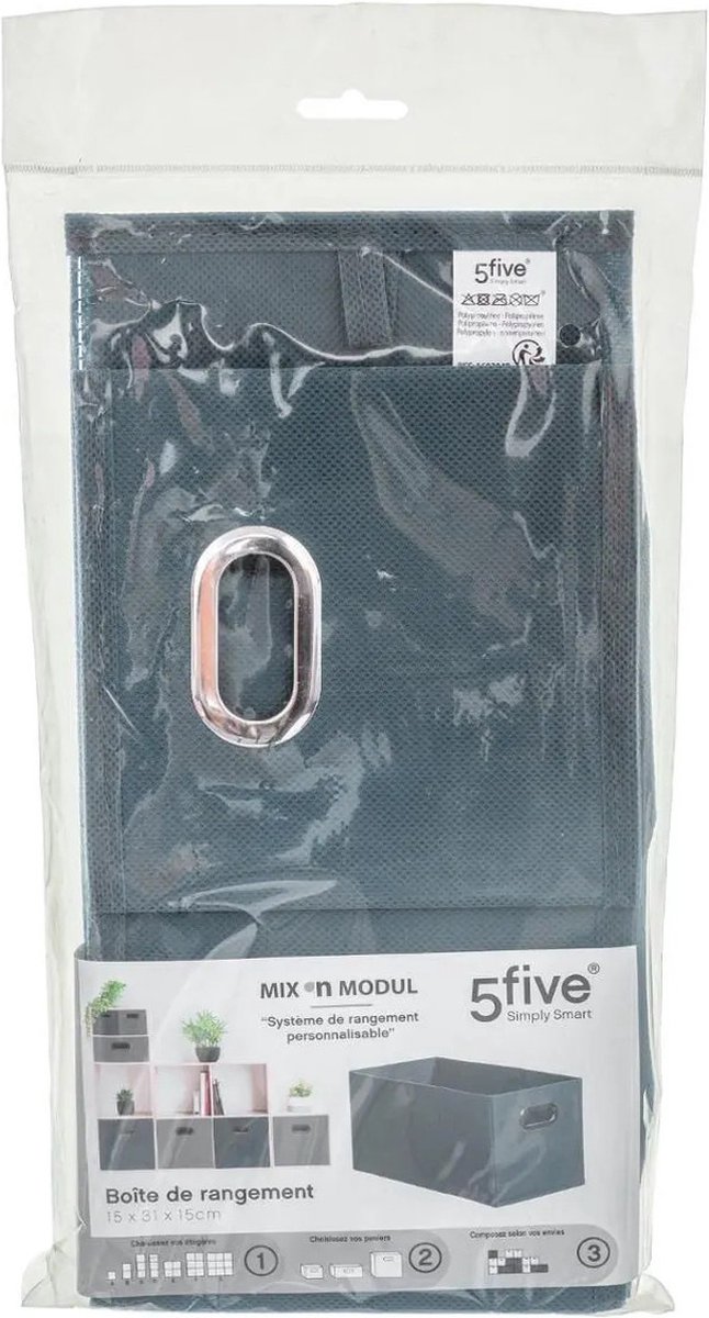 Set Van 2x Stuks Opbergmand/kastmand 7 Literblauw Linnen 31 X 15 X 15 Cm - Opbergmanden - Grijs