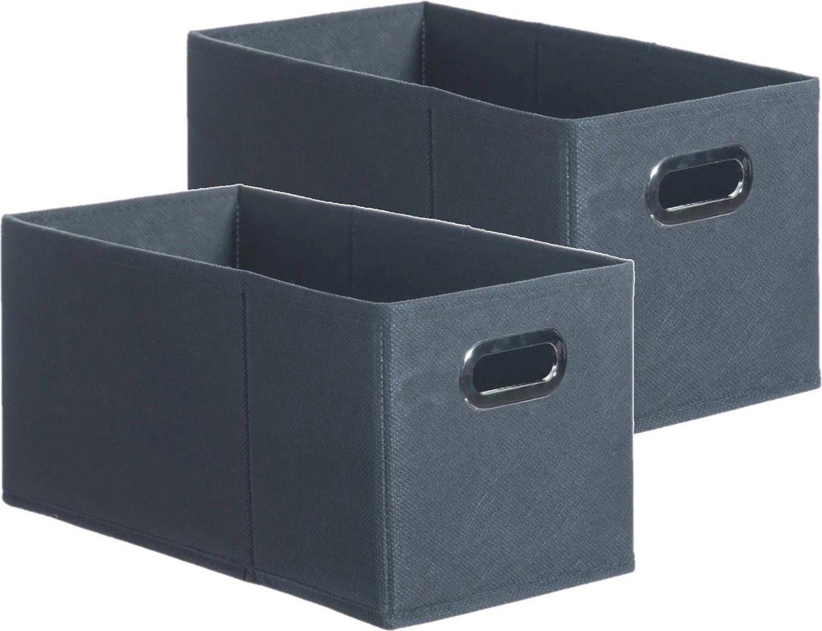 Set Van 2x Stuks Opbergmand/kastmand 7 Literblauw Linnen 31 X 15 X 15 Cm - Opbergmanden - Grijs