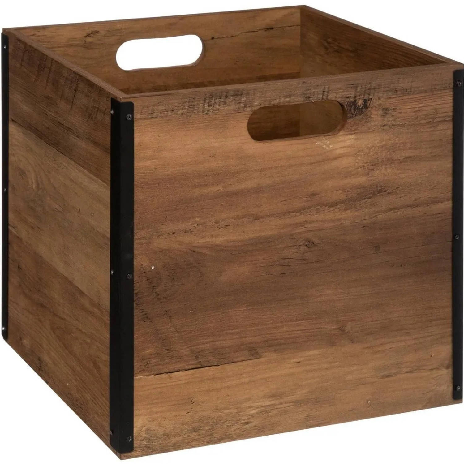 Opbergmand/kastmand 29 Liter Donker Van Hout 31 X 31 X 31 Cm - Opbergkisten - Bruin