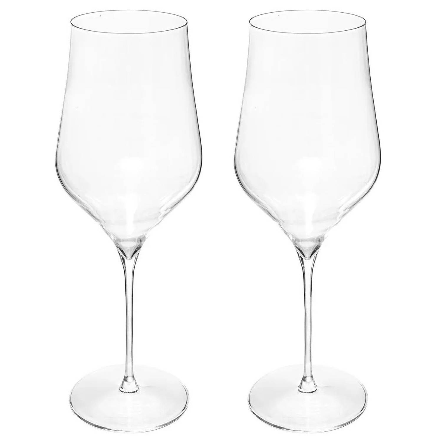 Secret de Gourmet Set Van 2x Grote Wijnglazen Voor Rode Wijn Rhone 740 Ml Van Glas - Wijnglazen