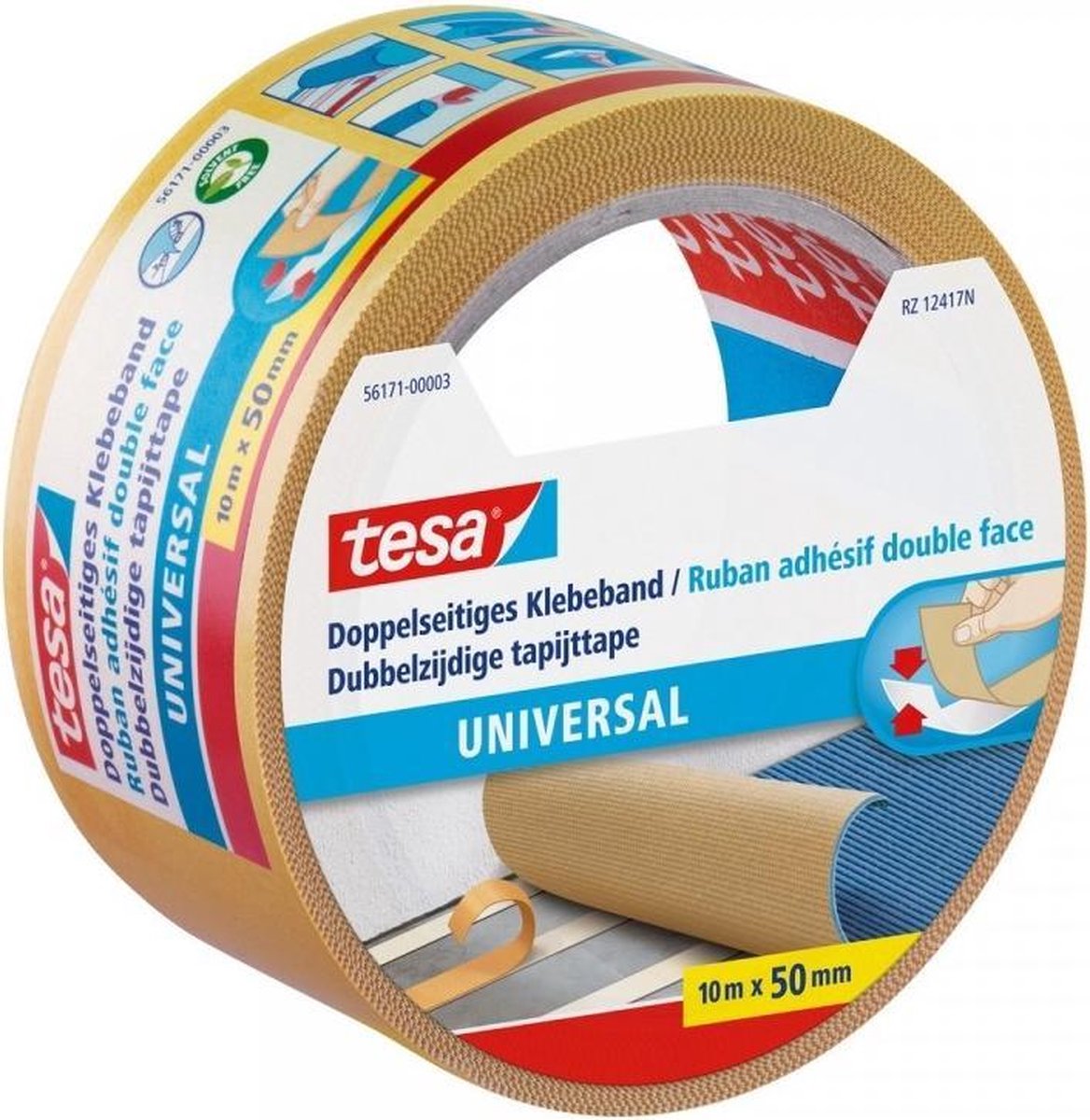 Tesa 56171-00003-01 56171-00003-01 Dubbelzijdige tape (l x b) 10 m x 50 mm 10 m - Wit