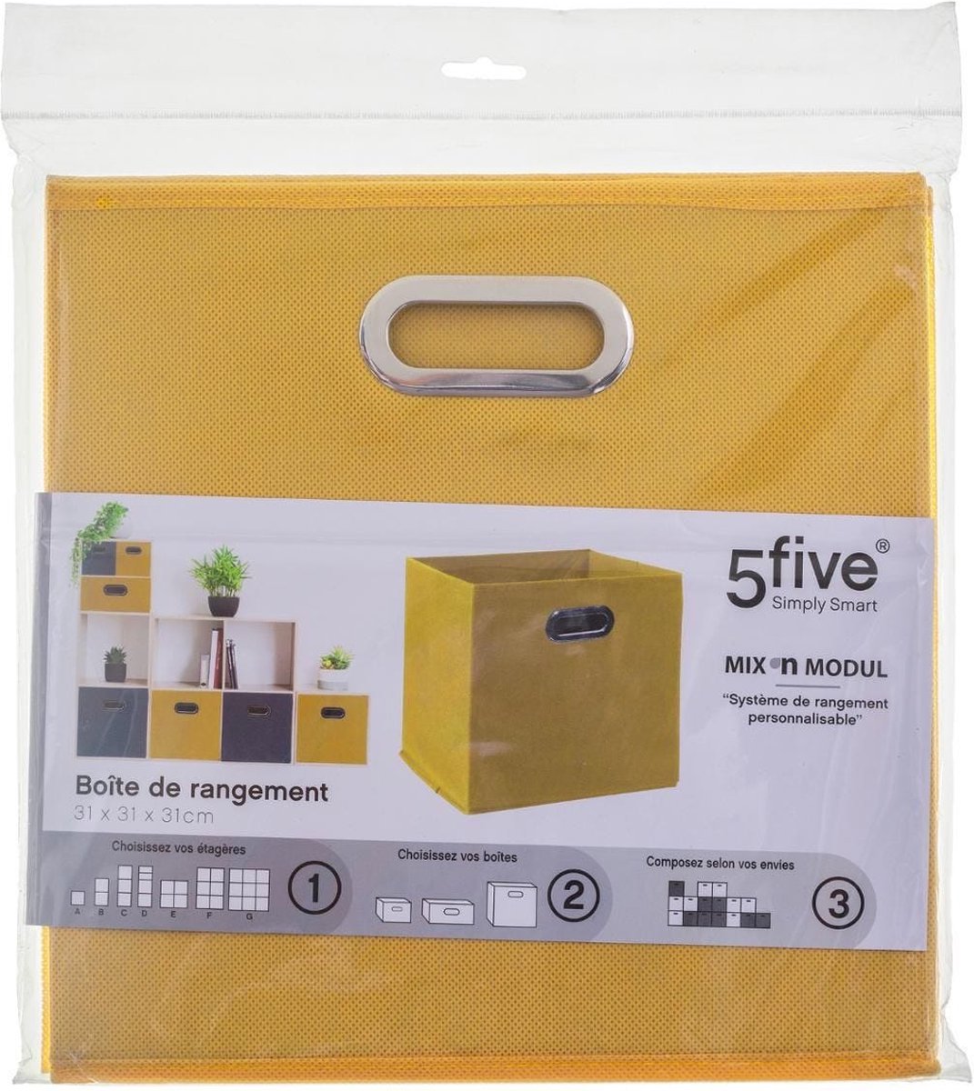 Set Van 2x Stuks Opbergmand/kastmand 29 Liter Linnen 31 X 31 X 31 Cm - Opbergmanden - Geel