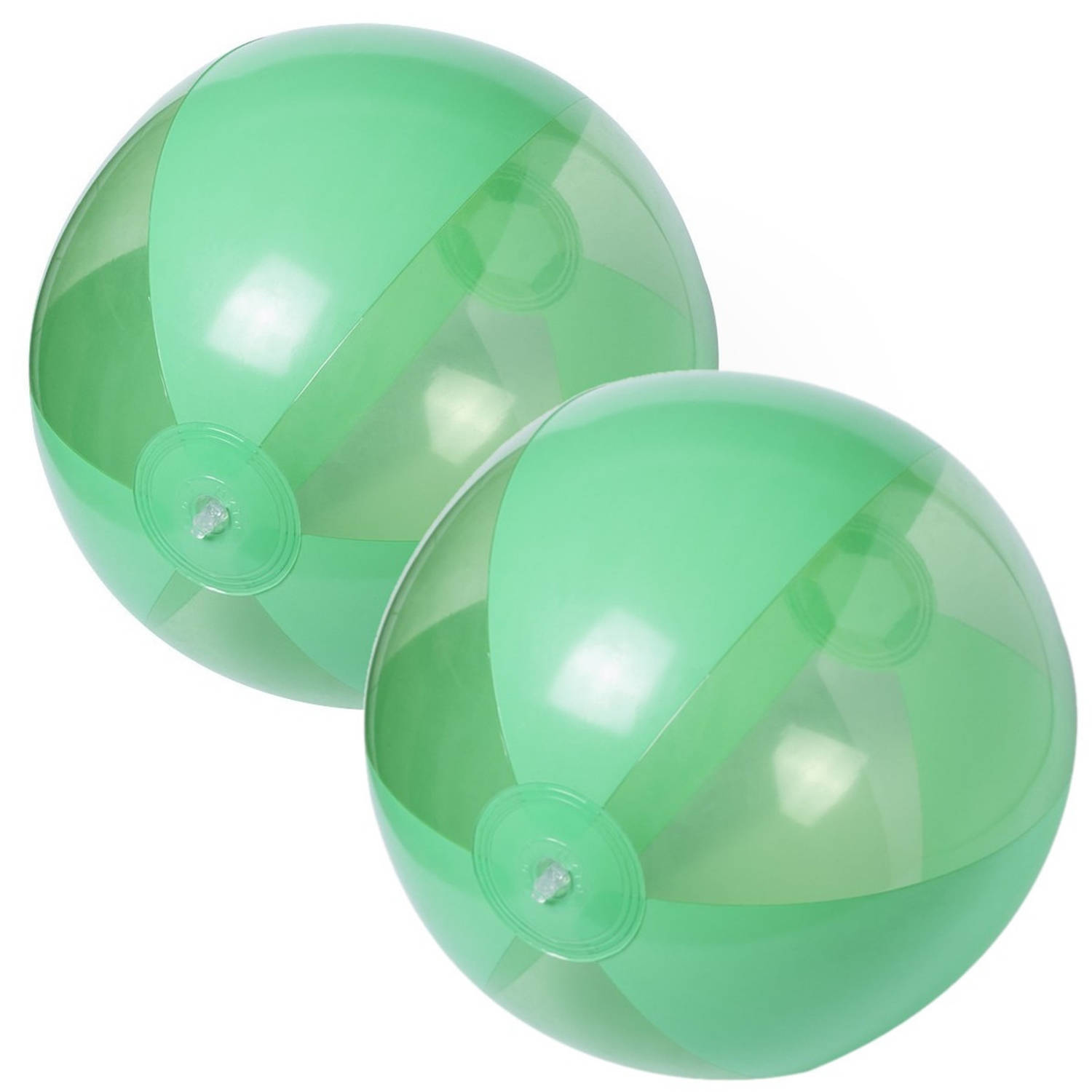 2x Stuks Opblaasbare Strandballen Plastic 28 Cm - Strandballen - Groen