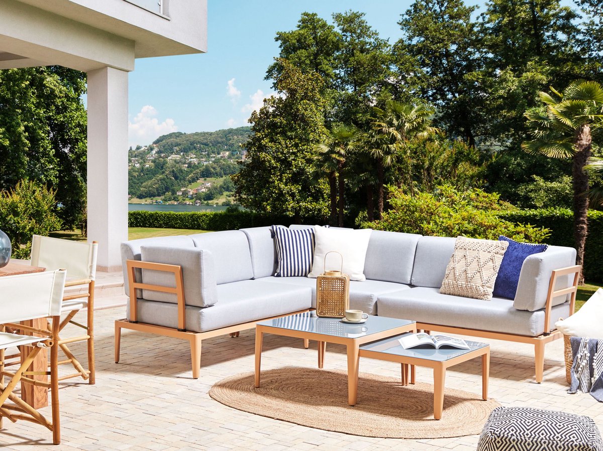 Beliani Rima Iii - Loungeset--aluminium, Polyester - Grijs