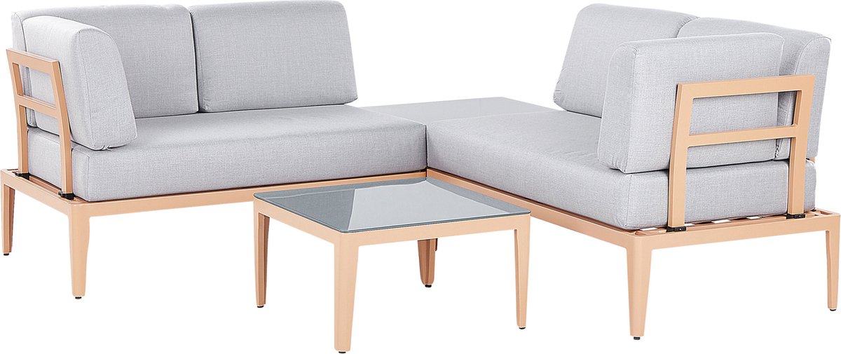 Beliani Rima Iii - Loungeset--aluminium, Polyester - Grijs