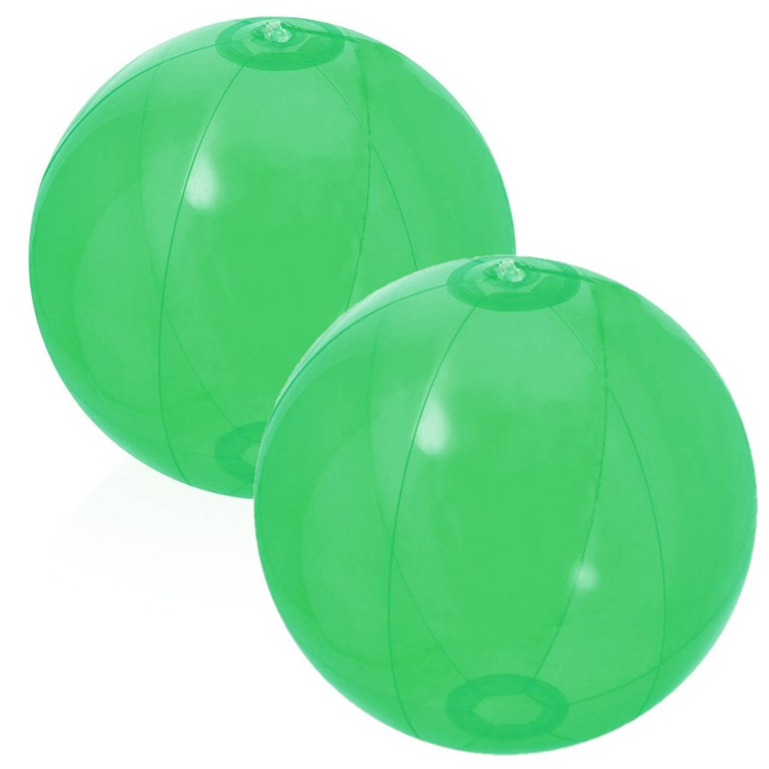 2x Stuks Opblaasbare Strandballen Beach Fun Plastic 28 Cm - Strandballen - Groen