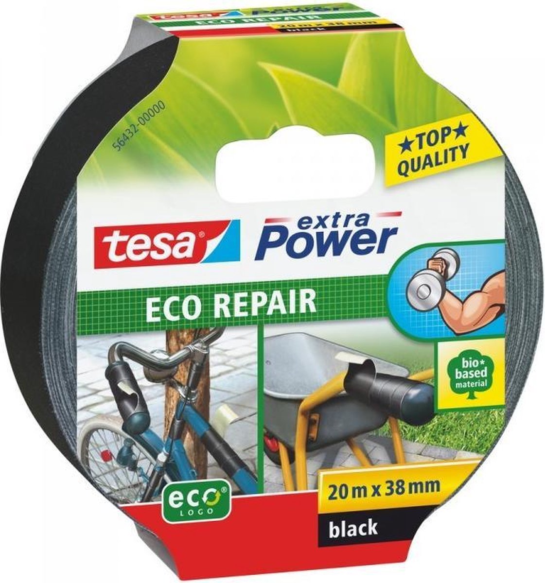 Tesa 56432 56432-00 Textieltape Extra Power ECOLOGO (l x b) 20 m x 38 mm 20 m - Zwart