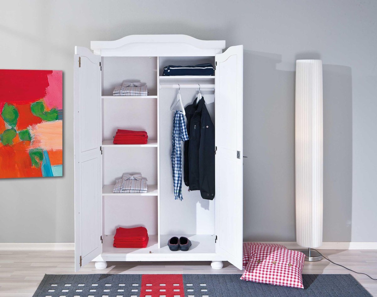 Kledingkast Hedda 2deurs Wit Grenen.