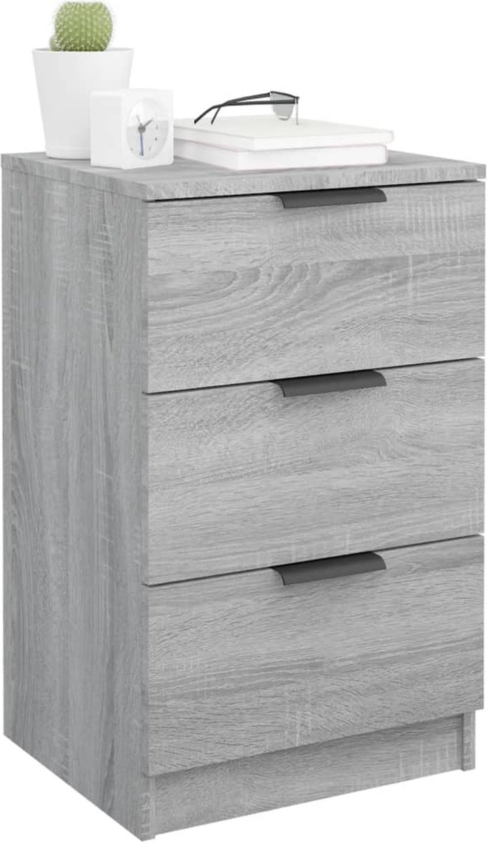 Vidaxl Nachtkastjes 2 St 40x36x65 Cm Sonoma Eikenkleurig - Grijs