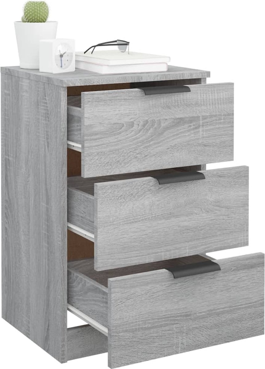Vidaxl Nachtkastjes 2 St 40x36x65 Cm Sonoma Eikenkleurig - Grijs