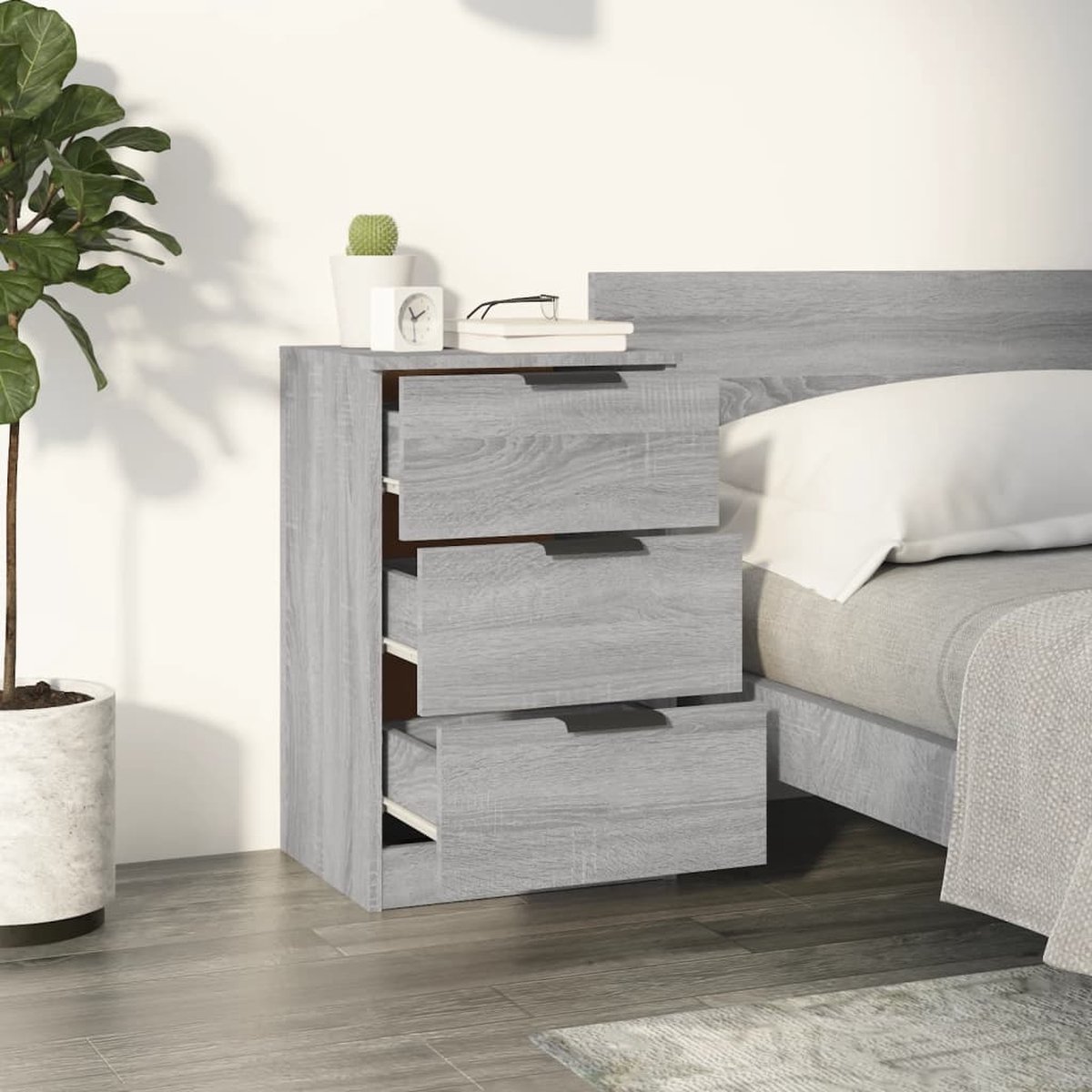 Vidaxl Nachtkastjes 2 St 40x36x65 Cm Sonoma Eikenkleurig - Grijs