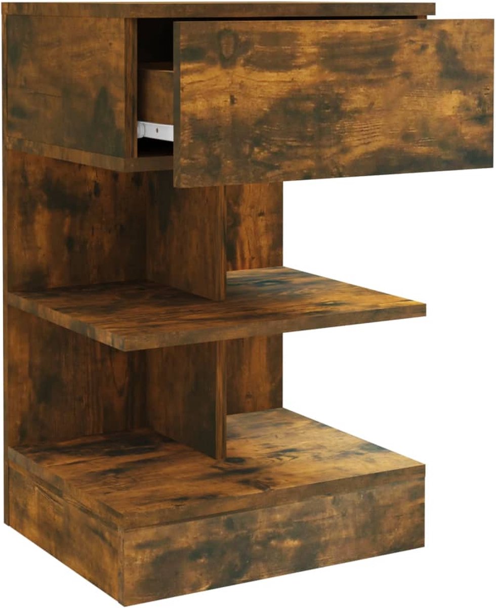 Vidaxl Nachtkastjes 2 St 40x35x65 Cm Bewerkt Hout Gerookt Eikenkleurig - Bruin