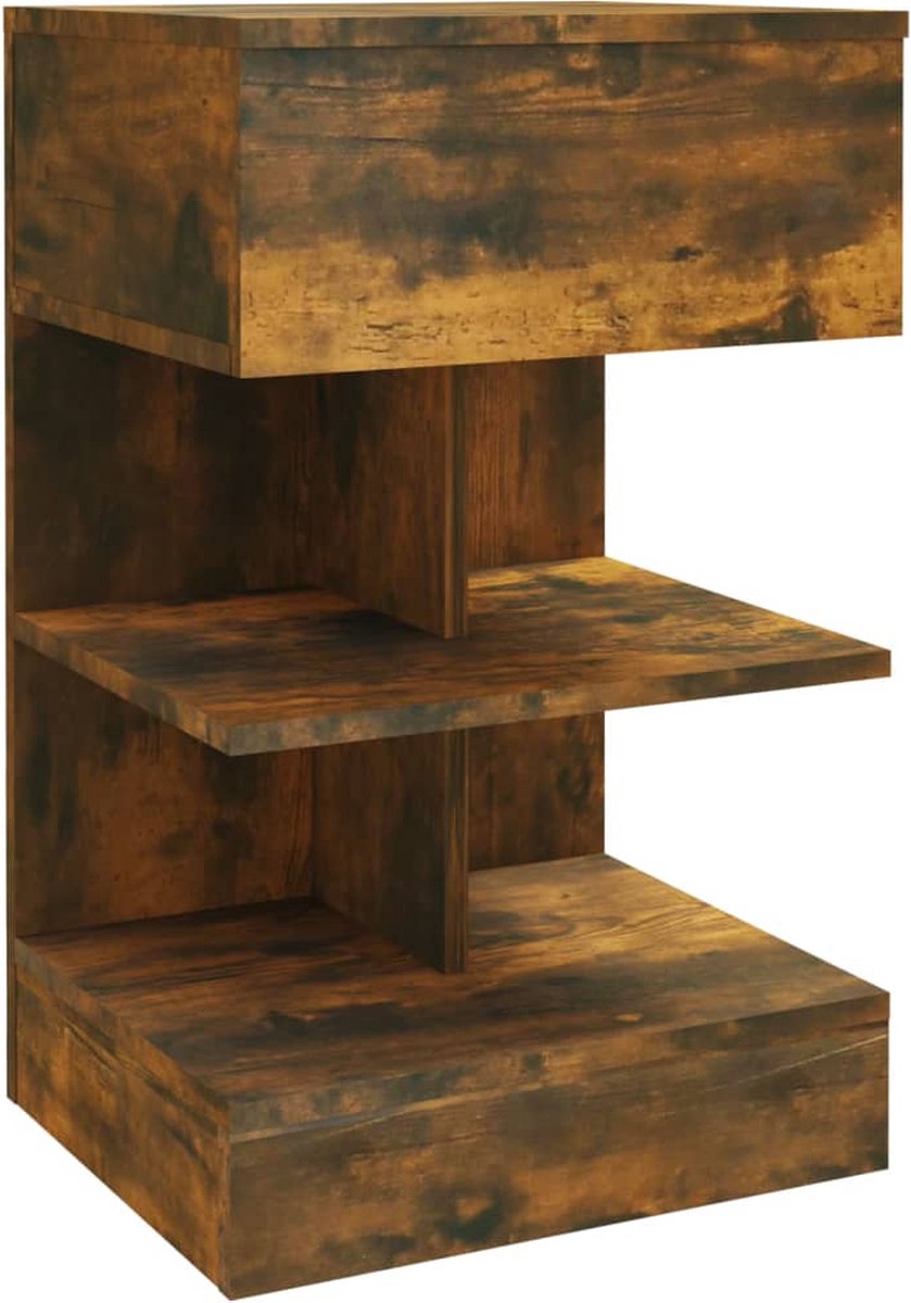 Vidaxl Nachtkastjes 2 St 40x35x65 Cm Bewerkt Hout Gerookt Eikenkleurig - Bruin