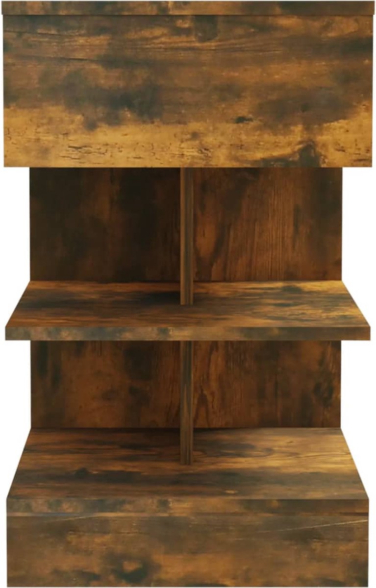 Vidaxl Nachtkastjes 2 St 40x35x65 Cm Bewerkt Hout Gerookt Eikenkleurig - Bruin