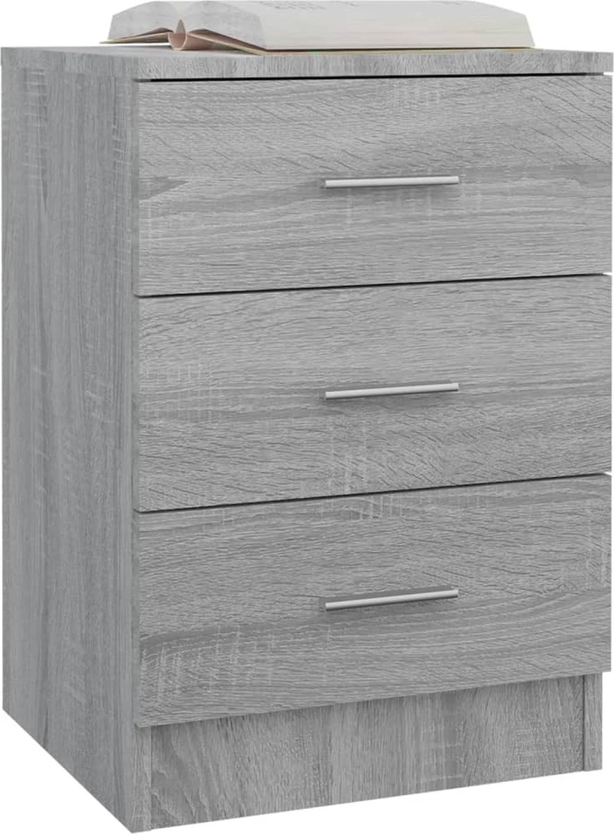 Vidaxl Nachtkastje 38x35x56 Cm Bewerkt Hout Sonoma Eikenkleurig - Grijs