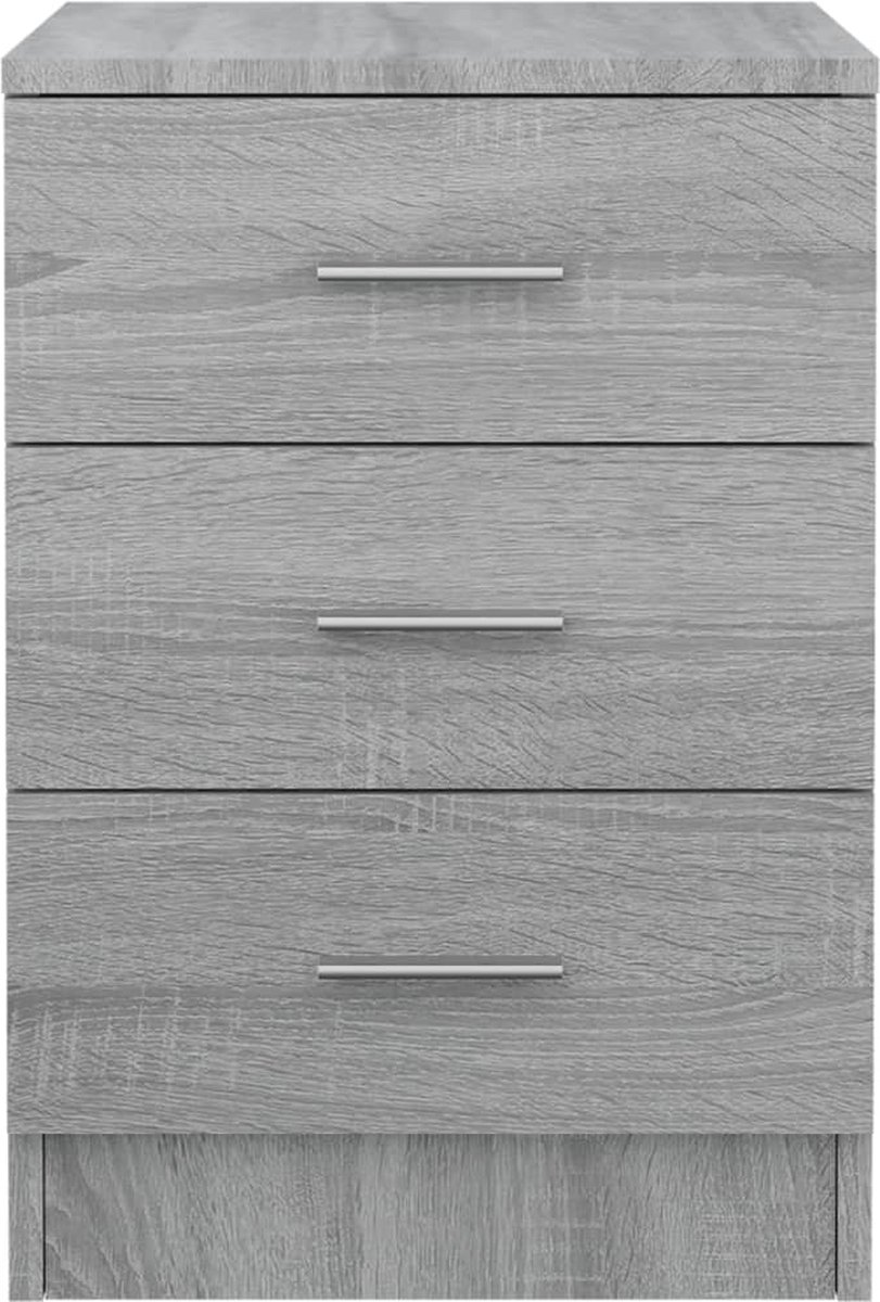 Vidaxl Nachtkastje 38x35x56 Cm Bewerkt Hout Sonoma Eikenkleurig - Grijs