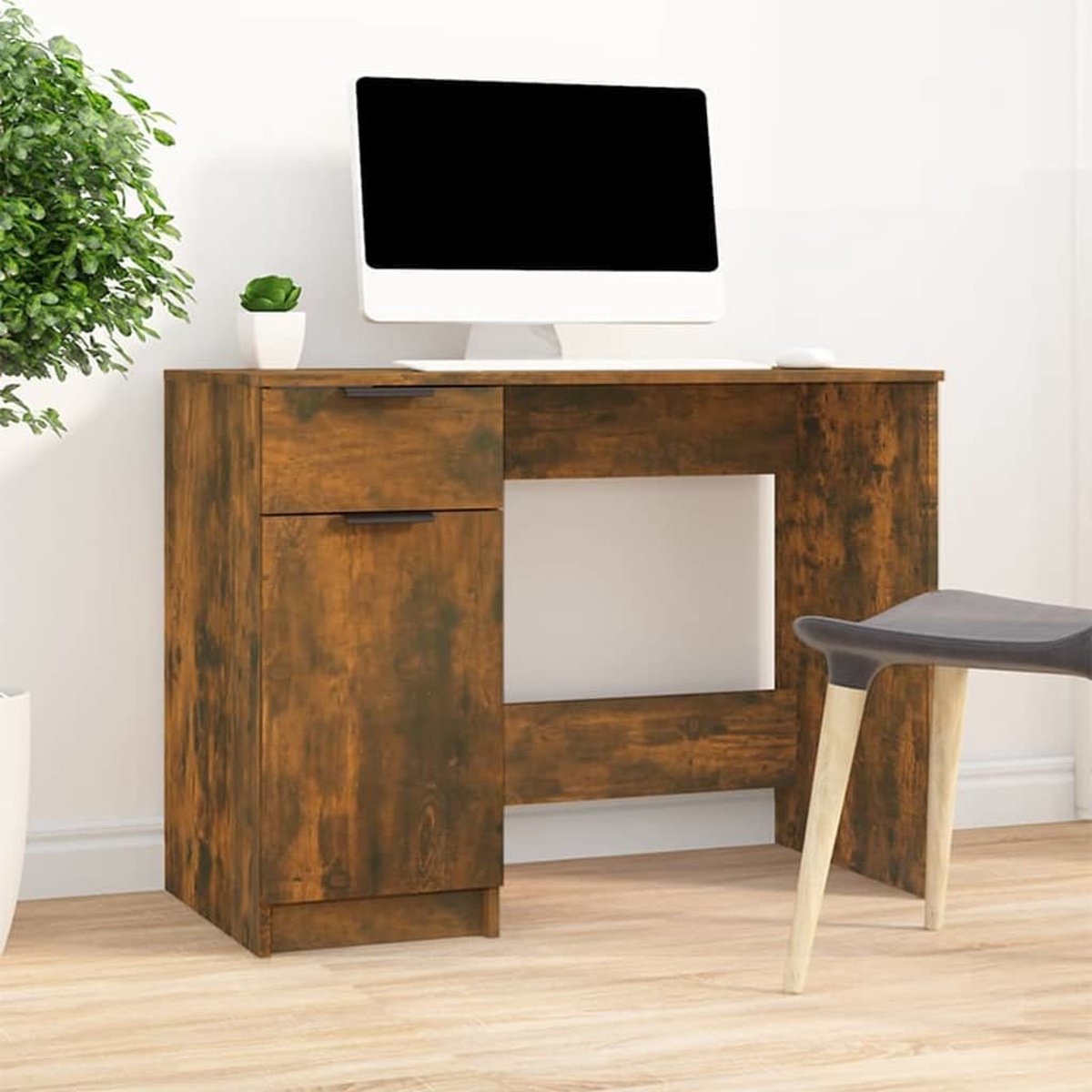 Vidaxl Bureau 100x50x75 Cm Bewerkt Hout Gerookt Eikenkleurig - Bruin