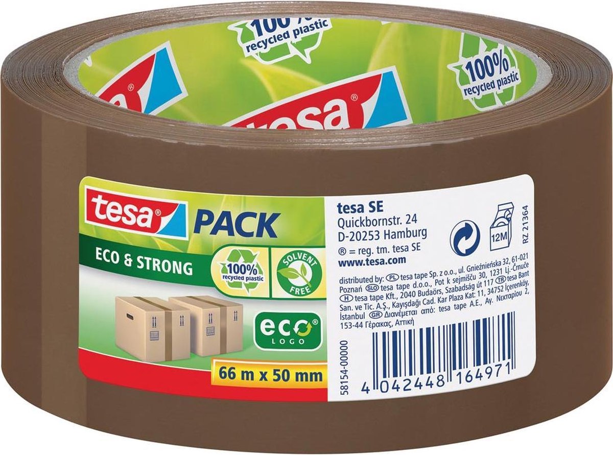 Tesa 58154 58154-00-00 Pakband pack Eco&Strong (l x b) 66 m x 50 mm 66 m - Bruin