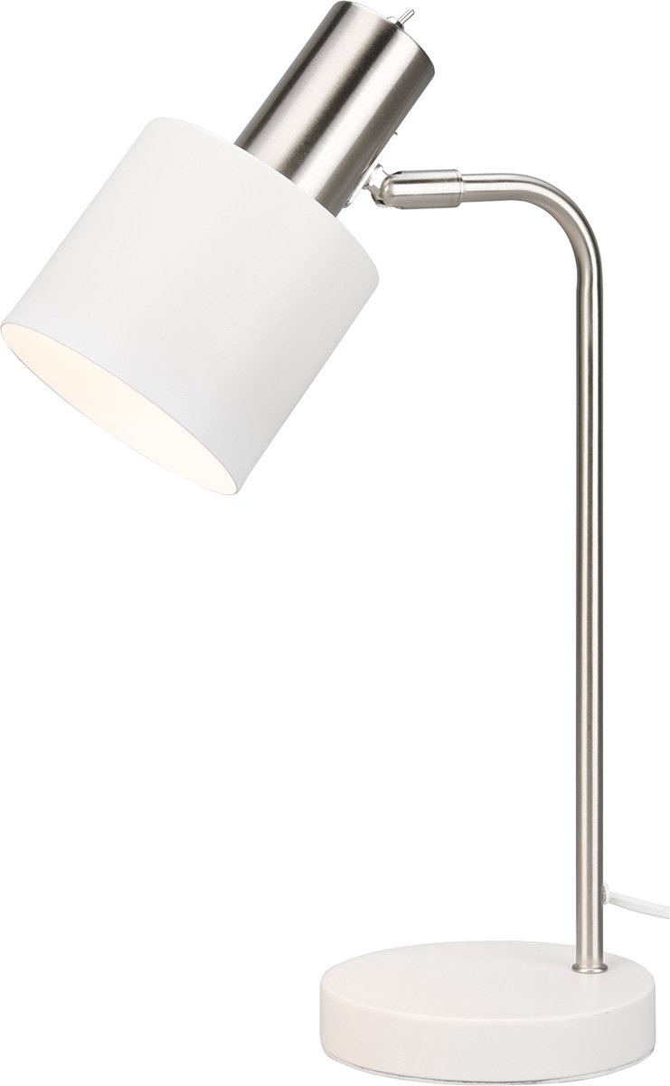 BES LED Led Tafellamp - Tafelverlichting - Trion Alimo - E14 Fitting - Rond - Mat Wit - Aluminium