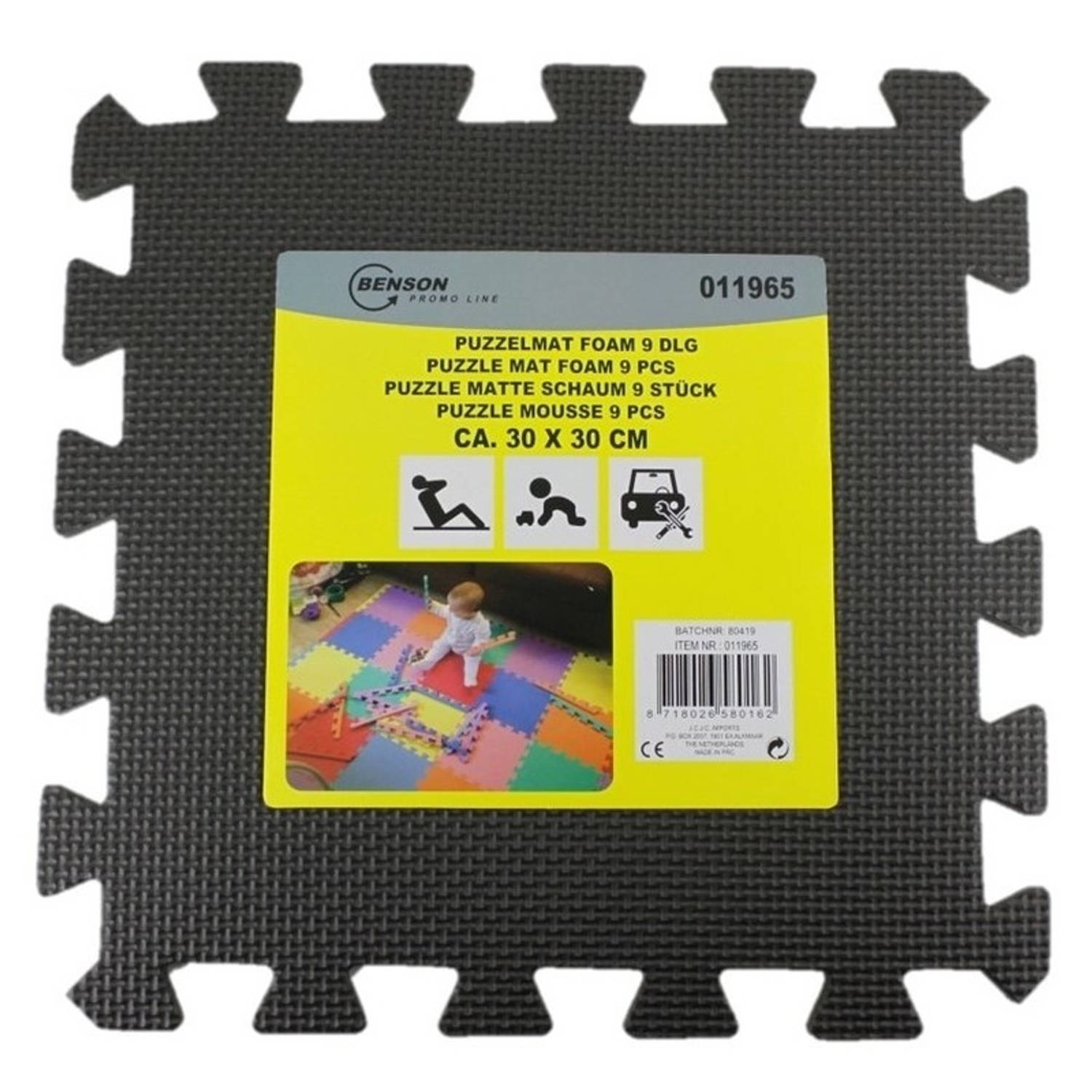 Puzzel Speelmat Foam Tegels 30 X 30 Cm 27 Stuks - Speelkleden - Zwart