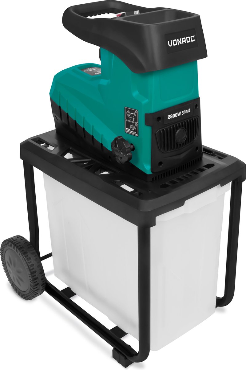 Vonroc Stille Hakselaar 2800w - Voor Takken Tot Ø45mm Incl. 60l Opvangbak