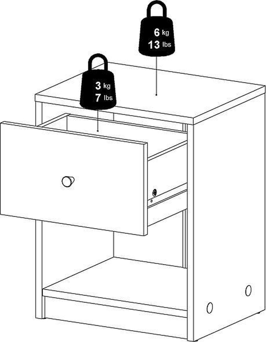 Maria Nachtkastje Met 1 Lade En 1 Plank, Truffeldecor. - Beige