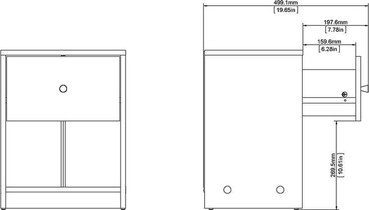 Maria Nachtkastje Met 1 Lade En 1 Plank, Truffeldecor. - Beige