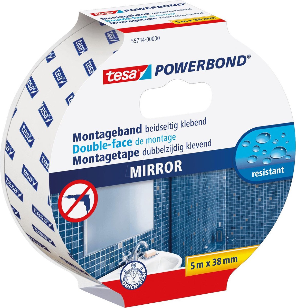 Tesa 55734 55734 Montagetape POWERBOND (l x b) 5 m x 38 mm 5 m