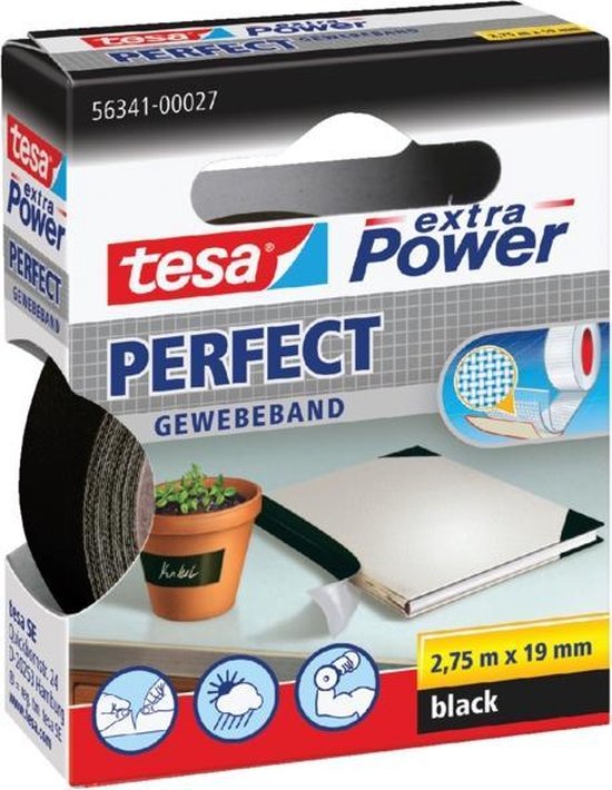 Tesa 56341-00027-03 Textieltape Extra Power (l x b) 2.75 m x 19 mm 2.75 m - Zwart