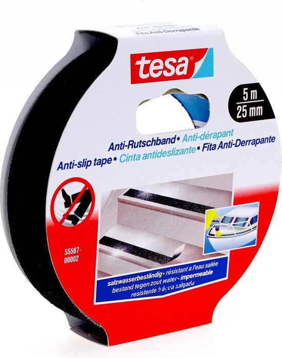 Tesa 55587-2-0 55587-2-0 Anti-slip tape (l x b) 5 m x 25 mm 5 m - Zwart