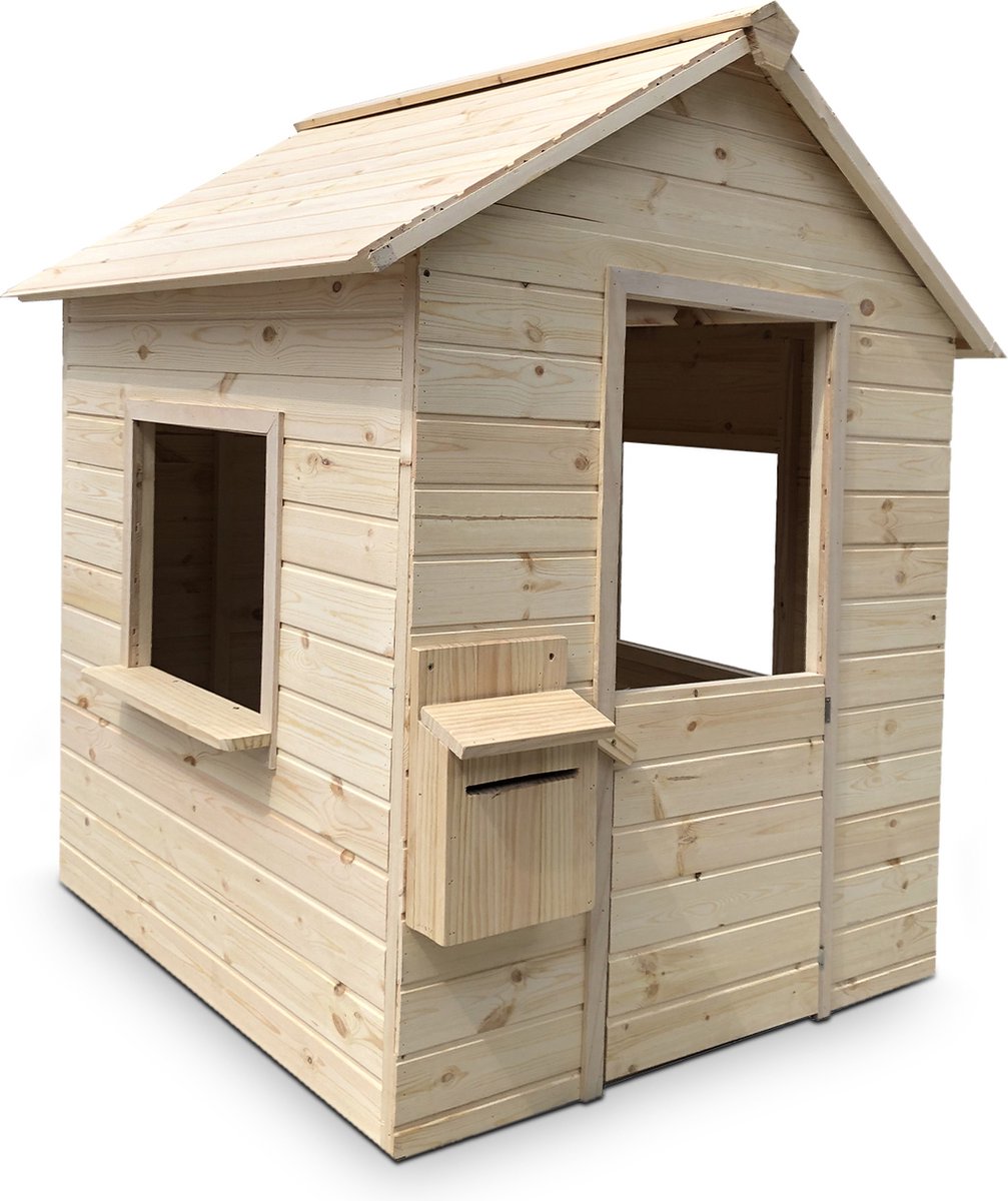 Maxxtoys Houten Speelhuis - Dennenhout - Speelhuis - 133x100x103cm