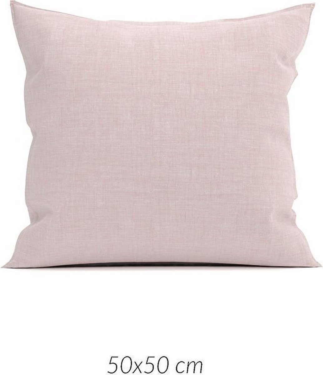 Zo Home Lino Kussensloop Linnen Look - Shell Nude 50x50cm - Roze