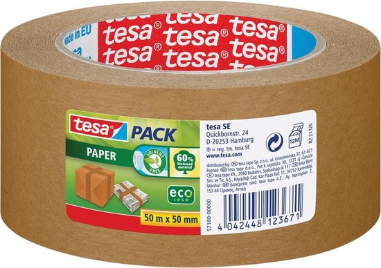 Tesa 57180-00-02 57180-00000-01 Pakband pack Paper ecoLogo (l x b) 50 m x 50 mm 50 m - Bruin