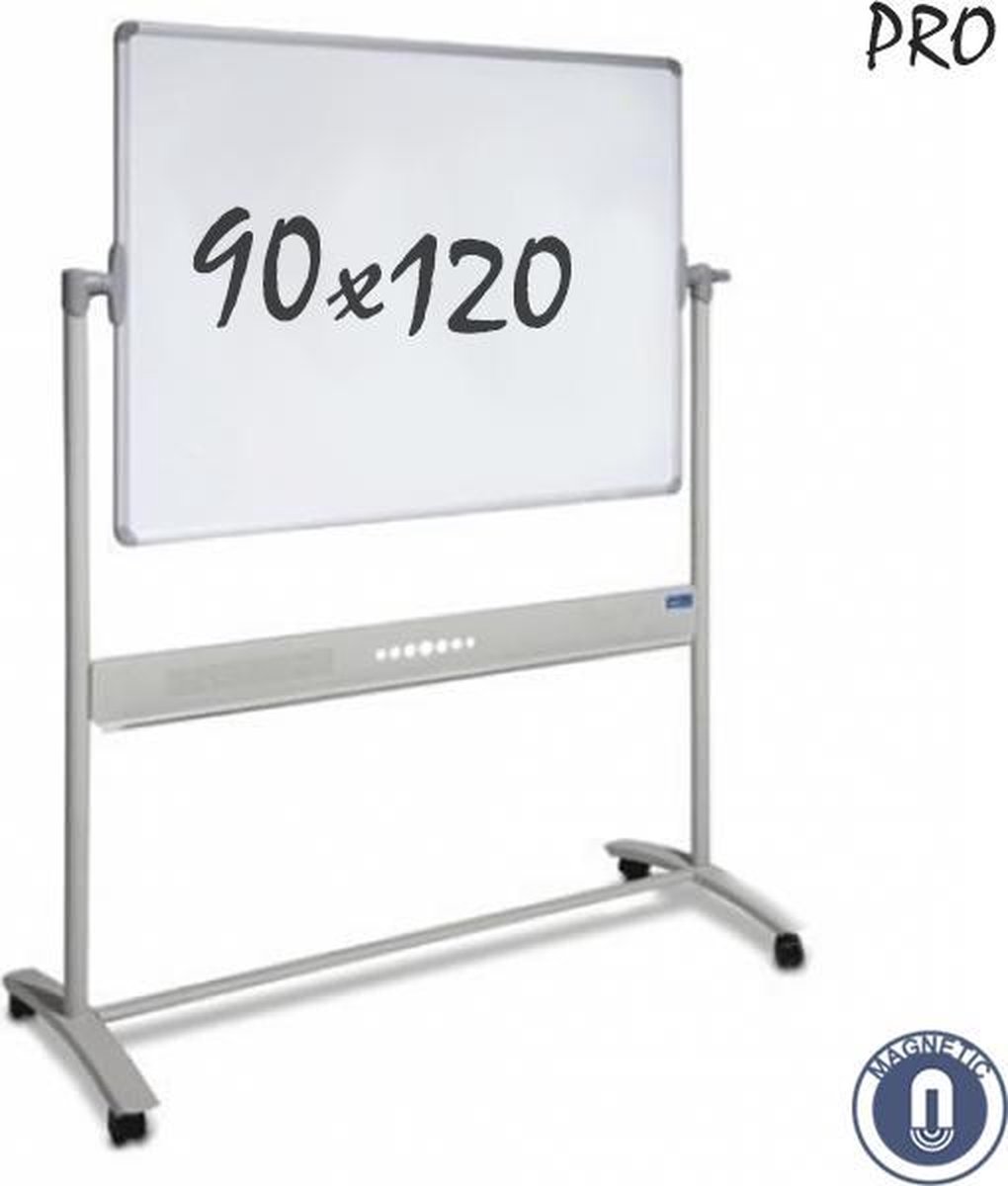 IVOL Whiteboard Verrijdbaar - Dubbelzijdig - Magnetisch - Emaille 90 X 120 Cm