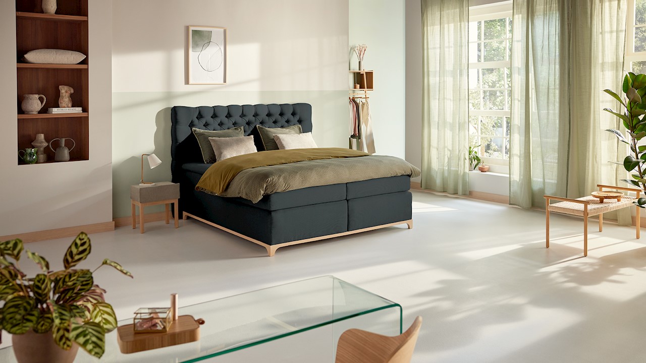 Karlsson Boxspring Unik Elit Vlak Met Gestoffeerd Matras - 160 x 220 cm - anthracite