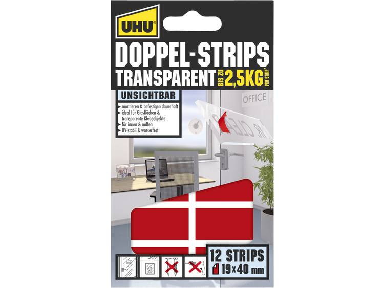 UHU 45515 45515 Dubbelzijdige tape Transparant (l x b) 40 mm x 19 mm 12 stuk(s)