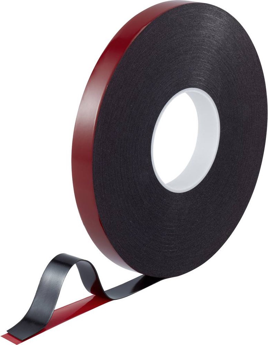 TOOLCRAFT 93038c185 93038c185 Dubbelzijdige tape/zwart (l x b) 30 m x 20 mm 30 m - Rood