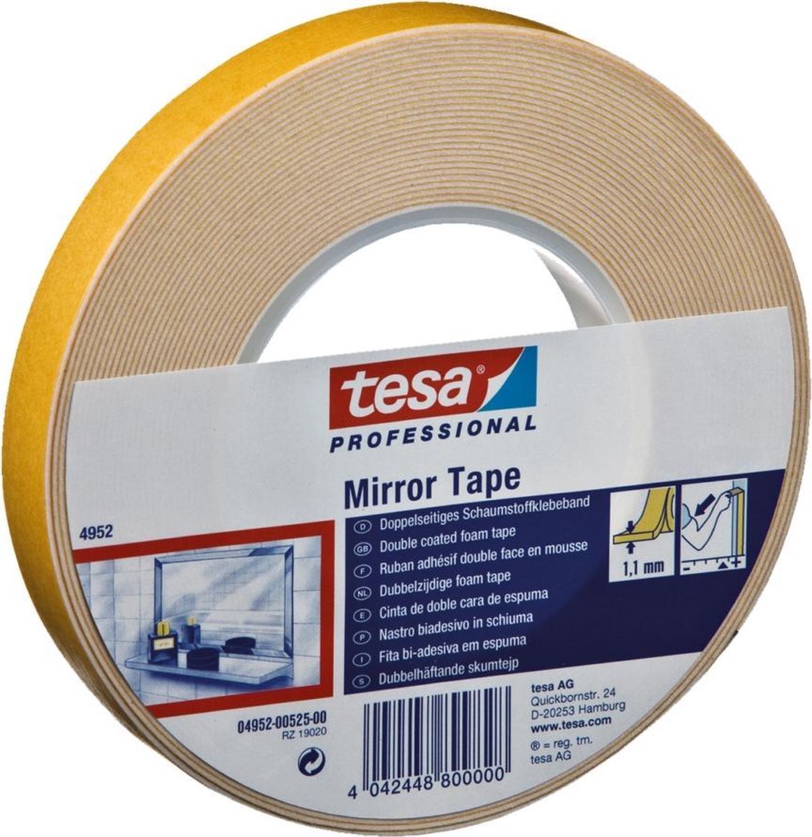 Tesa 04952-00533-00 Dubbelzijdige tape fix 4965 (l x b) 50 m x 19 mm 50 m - Wit