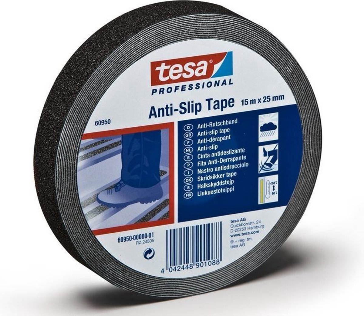 Tesa 60950-00000-00 60950-00000-00 Anti-slip tape Anti-Rutsch 60950 (l x b) 15 m x 25 mm 15 m - Zwart