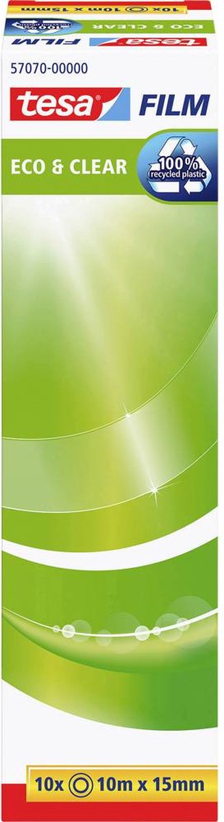 Tesa filmÂ® eco&clear 57070-00000-01 Zelfklevende folie Transparant (l x b) 10 m x 15 mm 10 stuk(s)